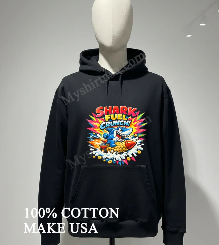 Shark Fuel Crunch Blue Shark Riding A Corn Rocket Shirt Hoodie Shirt