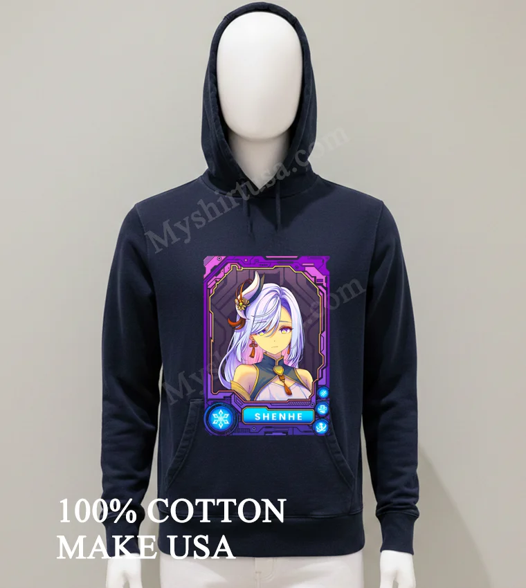 Shenhe Elegant Character Portrait Meme Shirt Balck Shirt