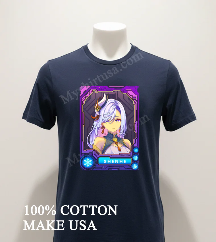Shenhe Elegant Character Portrait Meme funny america t-shirts - navy-shirt Shenhe Elegant Character Portrait Meme Shirt Navy Shirt 1
