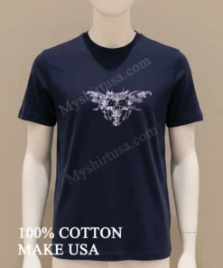 Silver Metallic Gothic Skull With Wide Wings Design funny america t-shirts
