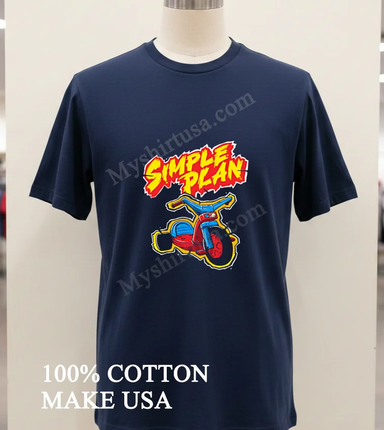 Simple Plan Big Wheel Design Shirt Navy Shirt