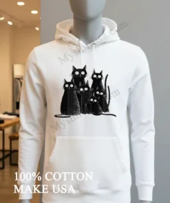 Six Black Cats With Big Eyes Artistic Drawing funny america t-shirts