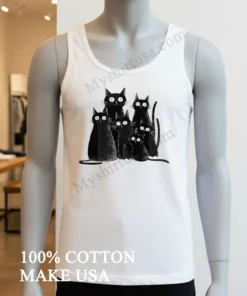 Six Black Cats With Big Eyes Artistic Drawing funny america t-shirts