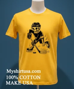 Skeleton Playing Ice Hockey Sport Graphic Shirt