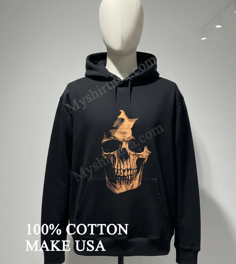 Skull With Nasal Cavity And Teeth Detailed Graphic Shirt Hoodie Shirt