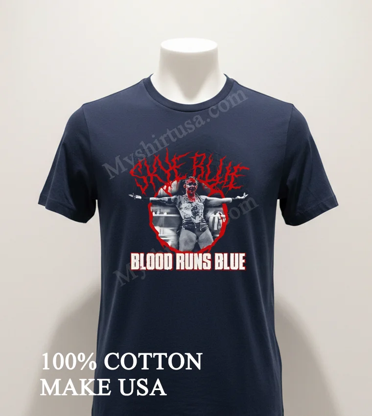 Skye Blue Blood Runs Blue Death Metal Wrestling Shirt Navy Shirt 1