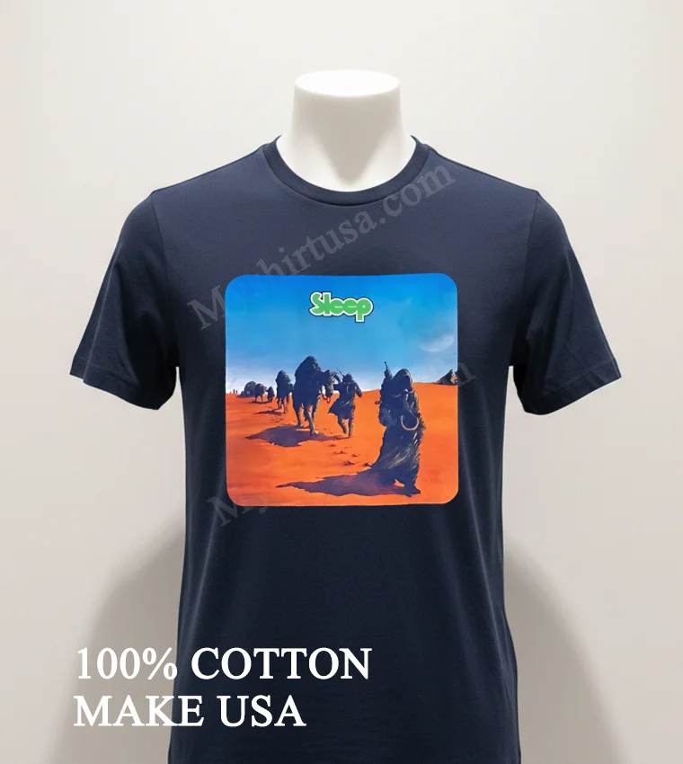 Sleep Dopesmoker Album Art Desert Caravan Hooded Figures funny america t-shirts - navy-shirt Sleep Dopesmoker Album Art Desert Caravan Hooded Figures Shirt Navy Shirt 1