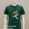 Smoking Tabby Cat Portrait With Russian Style Cigarette Graphic Shirt Green Shirt