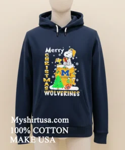 Snoopy And Woodstock Merry Christmas Michigan Wolverines Shirt