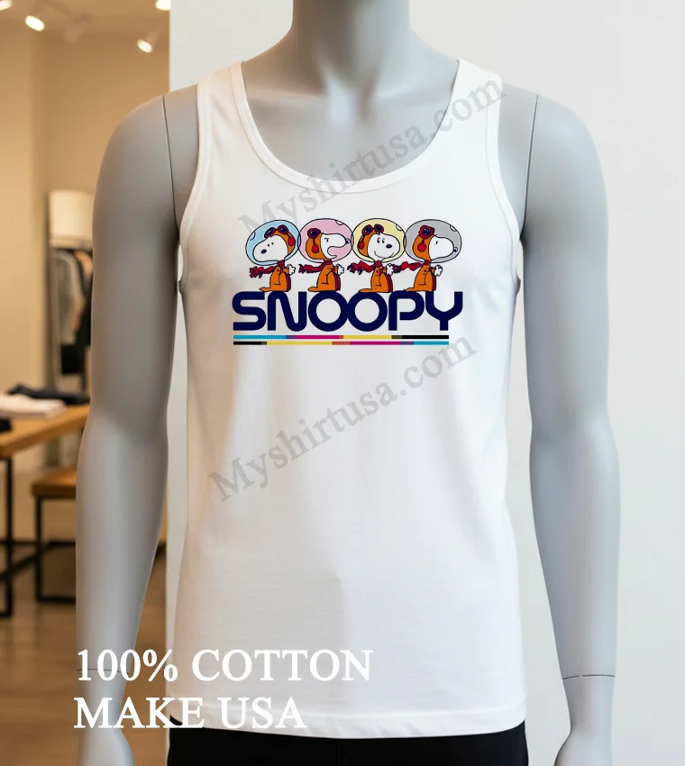 Snoopy Astronaut Squad Space Exploration Comic Graphic Shirt White T Shirt 3