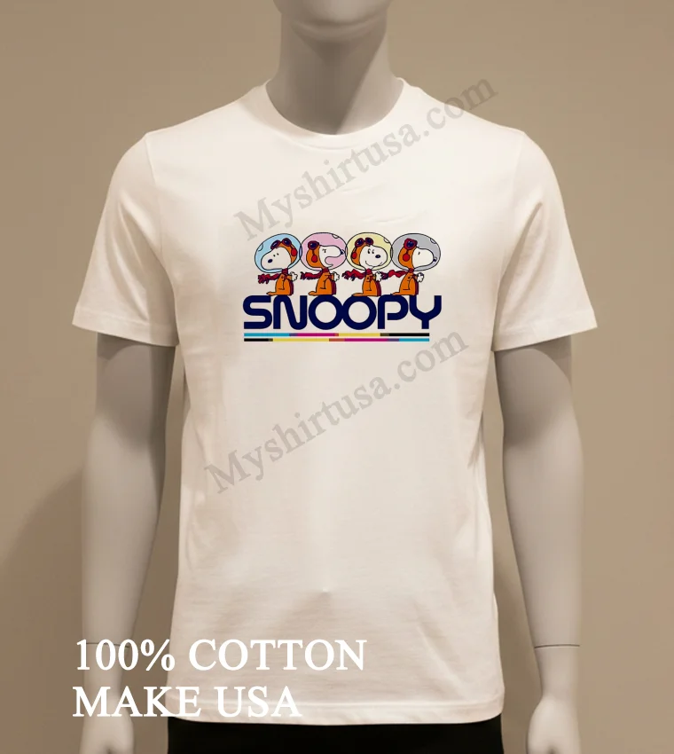 Snoopy Astronaut Squad Space Exploration Comic Graphic Shirt White T Shirt