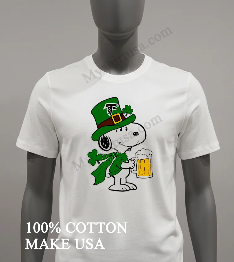 Snoopy Drink Beer Cheer Atlanta Falcons St Patrick Day Shirt White T Shirt 2