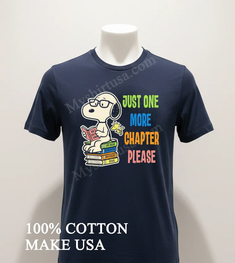 Snoopy Just One More Chapter Please Books Shirt Navy Shirt 1