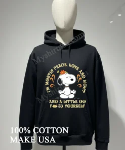 Snoopy Meditating Mostly Peace Love And Light And A Little Go Fuck Yourself funny america t-shirts