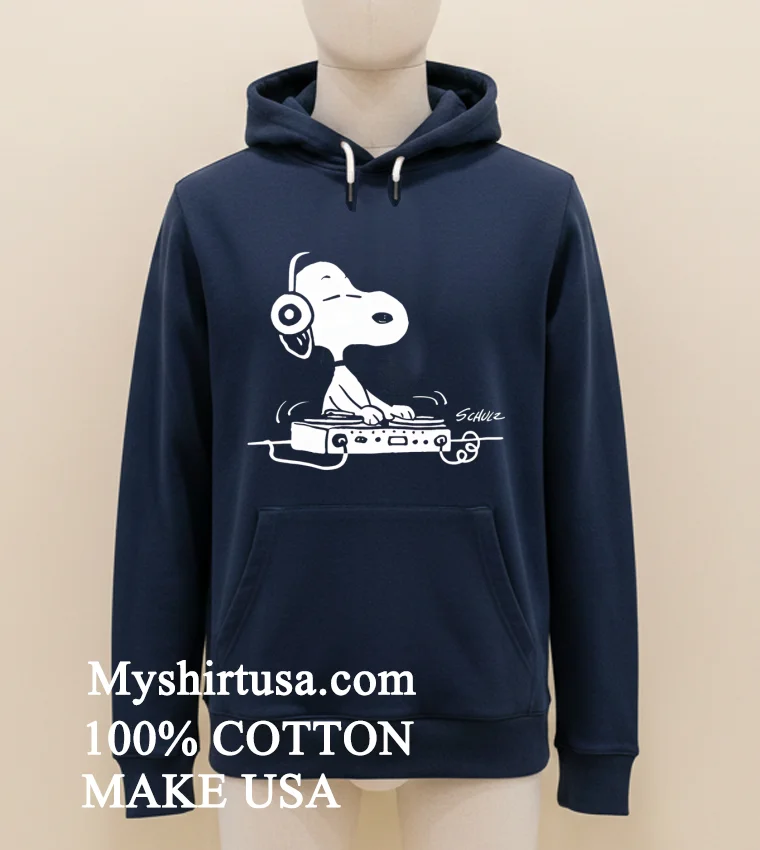 Snoopy Playing Dj Schulz Shirt Navy Shirt 1