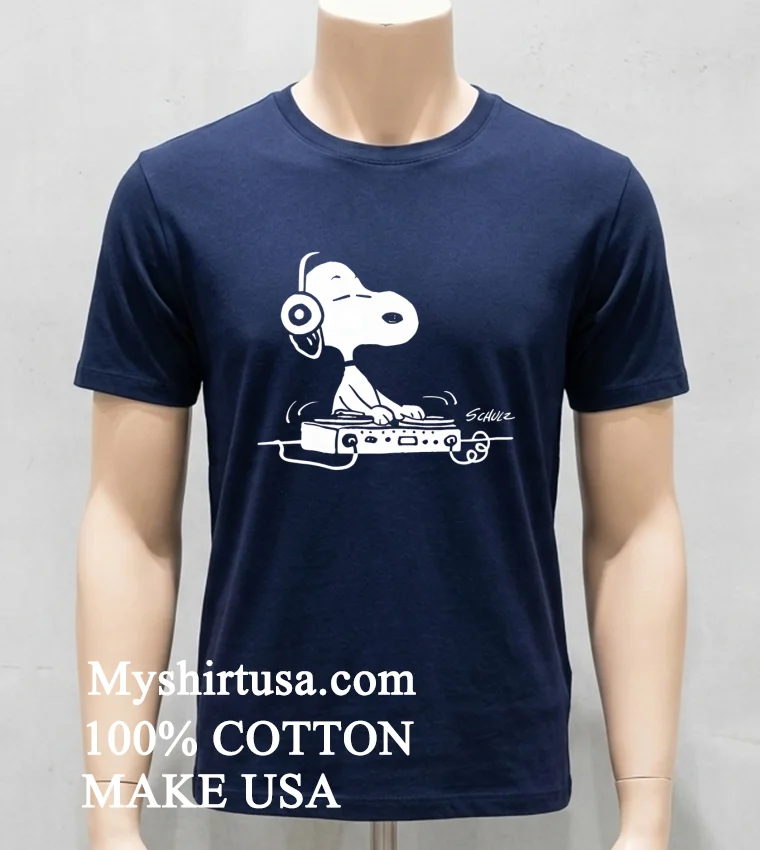 Snoopy Playing Dj Schulz Shirt Navy Shirt