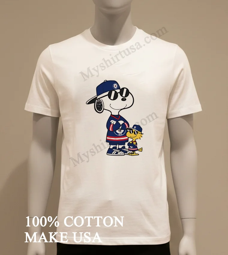 Snoopy Woodstock Winnipeg Jets Hockey Jersey Sunglasses funny america t-shirts - white-t-shirt Snoopy Woodstock Winnipeg Jets Hockey Jersey Sunglasses Shirt White T Shirt 1
