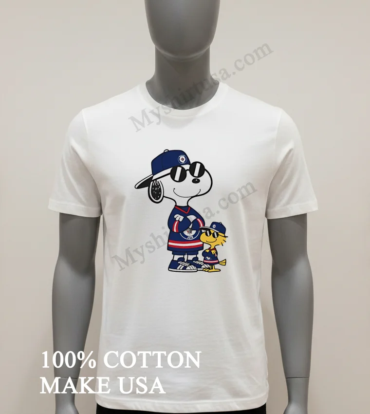 Snoopy Woodstock Winnipeg Jets Hockey Jersey Sunglasses Shirt White T Shirt 2