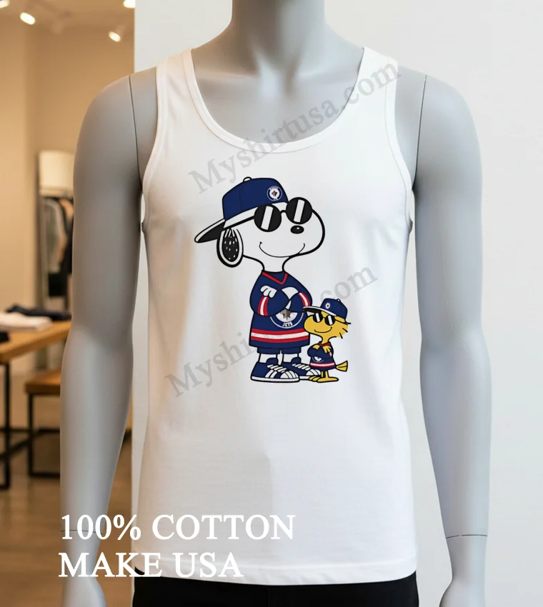 Snoopy Woodstock Winnipeg Jets Hockey Jersey Sunglasses Shirt White T Shirt 4