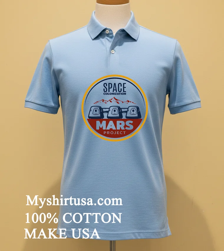 Space Colonization Mars Mars Project Logo Shirt Blue Shirt