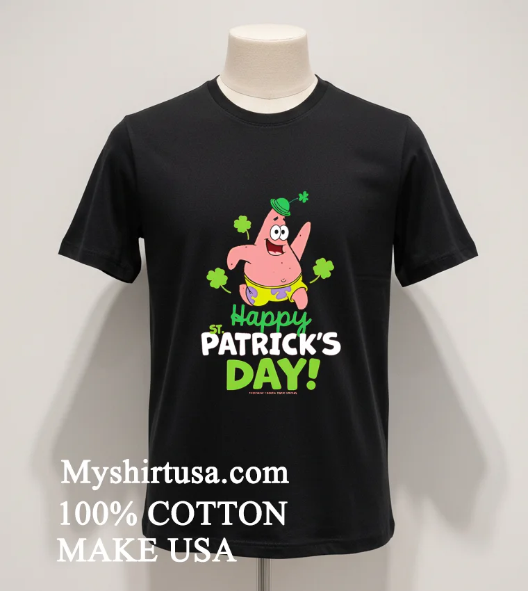 Spongebob Squarepants Happy St Patricks Day Shirt Balck Shirt