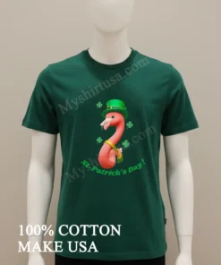 St. Patrick S Day Pink Flamingo Wearing Leprechaun Hat Shamrocks funny america t-shirts