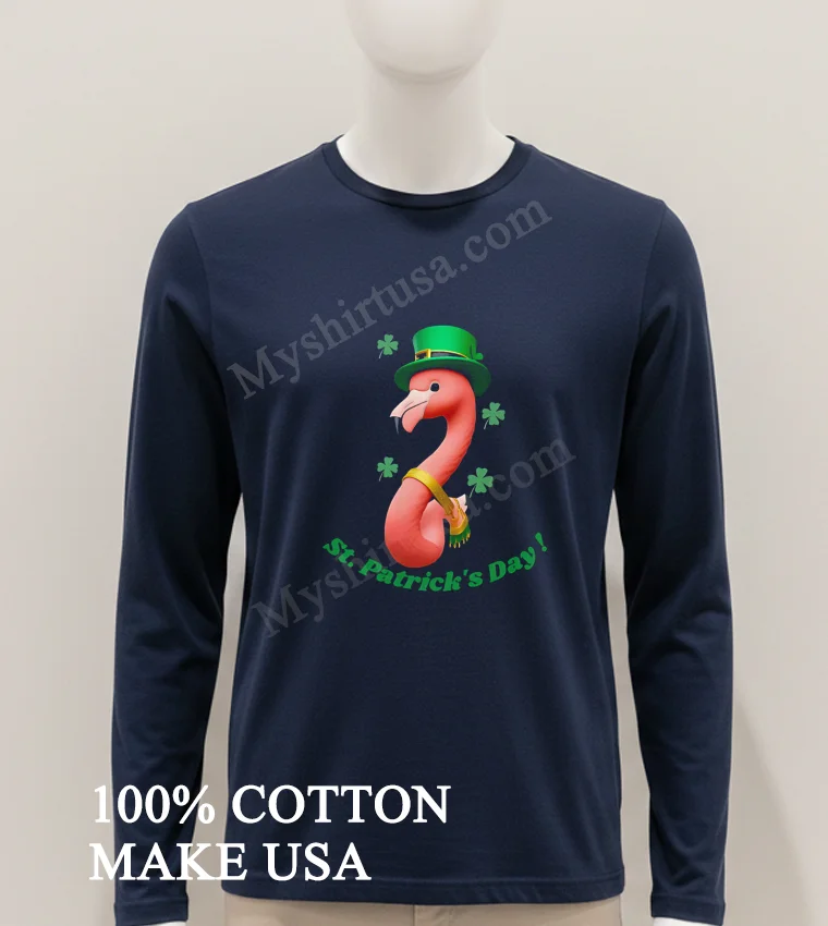 St Patricks Day Pink Flamingo Wearing Leprechaun Hat Shamrocks Shirt Hoodie Shirt 1
