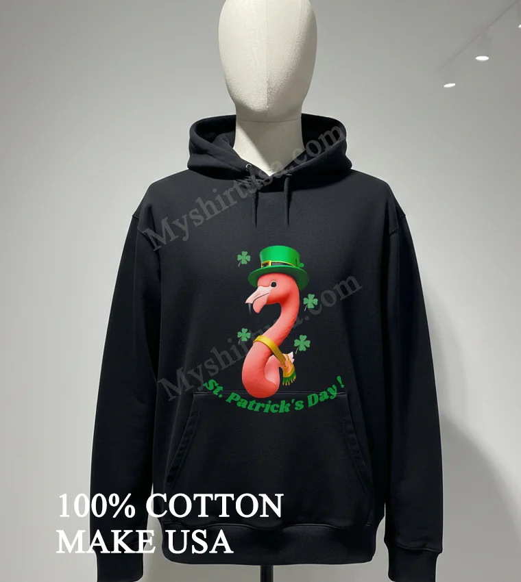 St. Patrick S Day Pink Flamingo Wearing Leprechaun Hat Shamrocks funny america t-shirts - hoodie-shirt St Patricks Day Pink Flamingo Wearing Leprechaun Hat Shamrocks Shirt Hoodie Shirt