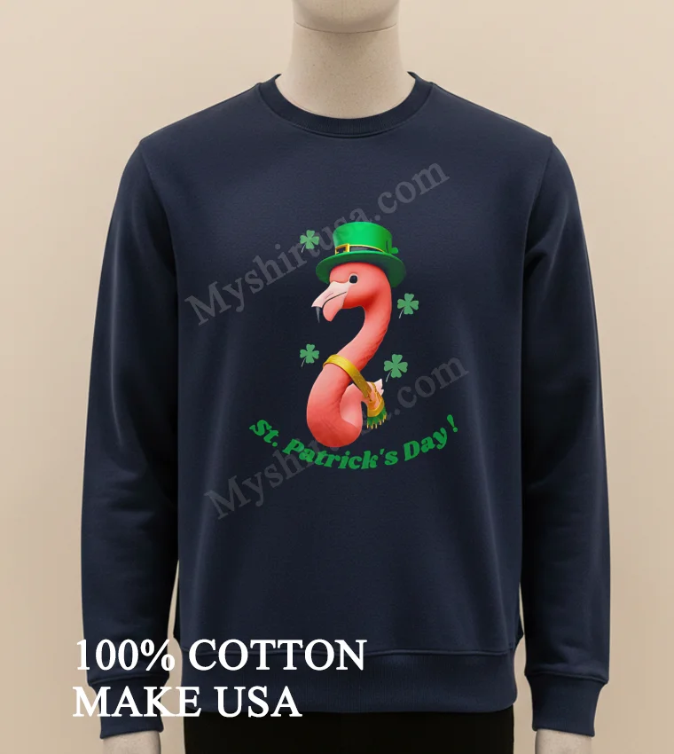 St. Patrick S Day Pink Flamingo Wearing Leprechaun Hat Shamrocks funny america t-shirts - long sleve shirt St Patricks Day Pink Flamingo Wearing Leprechaun Hat Shamrocks Shirt Long Sleve Shirt