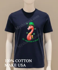 St. Patrick S Day Pink Flamingo Wearing Leprechaun Hat Shamrocks funny america t-shirts