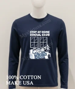 Stay At Home Social Club Raccoon Pug Frog On Sofa funny america t-shirts