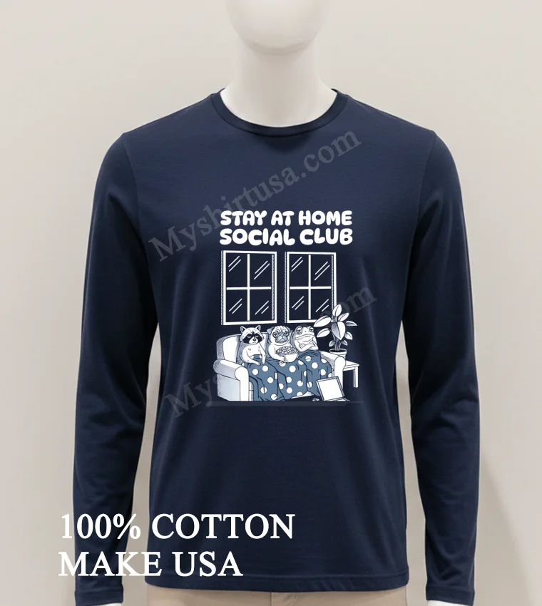 Stay At Home Social Club Raccoon Pug Frog On Sofa Shirt Hoodie Shirt