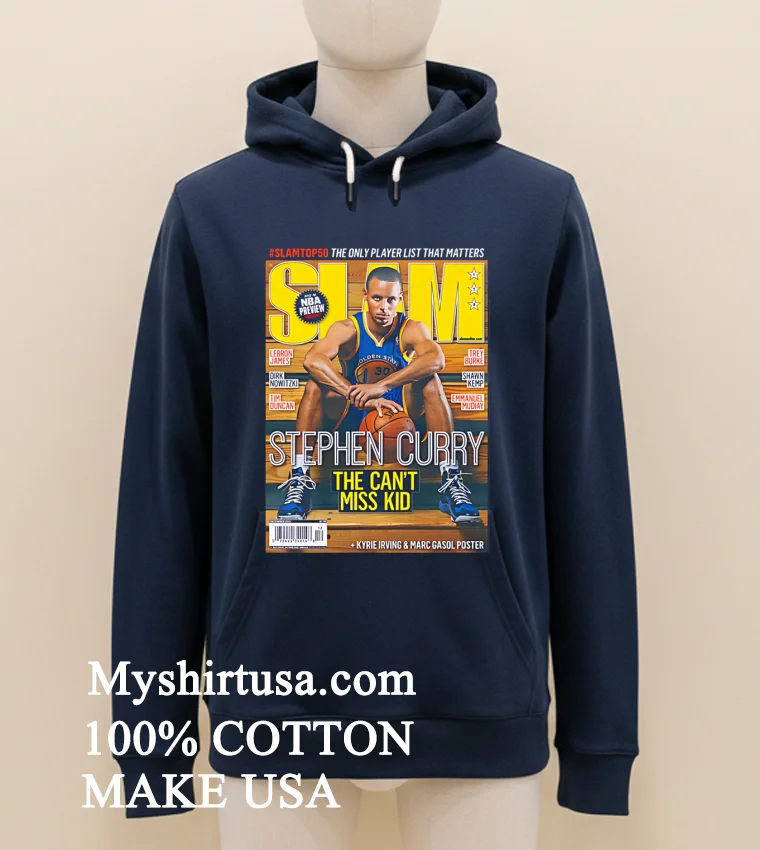 Stephen Curry The Cant Miss Kid Warriors Slam Cover Nba Basketball Shirt Navy Shirt 1
