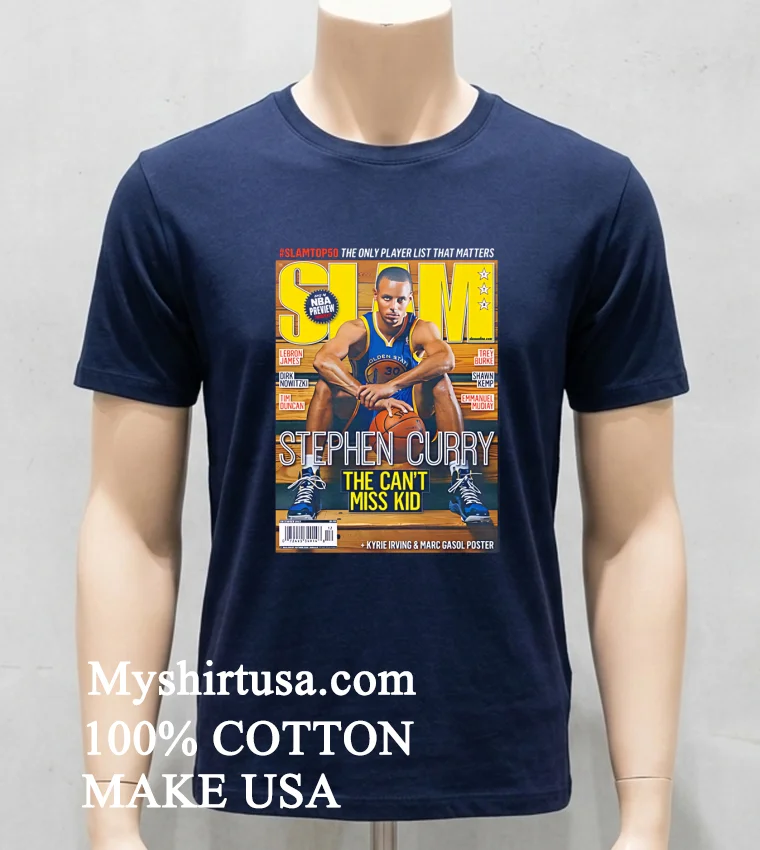Stephen Curry The Can T Miss Kid Warriors Slam Cover Nba Basketball Shirt - navy-shirt Stephen Curry The Cant Miss Kid Warriors Slam Cover Nba Basketball Shirt Navy Shirt