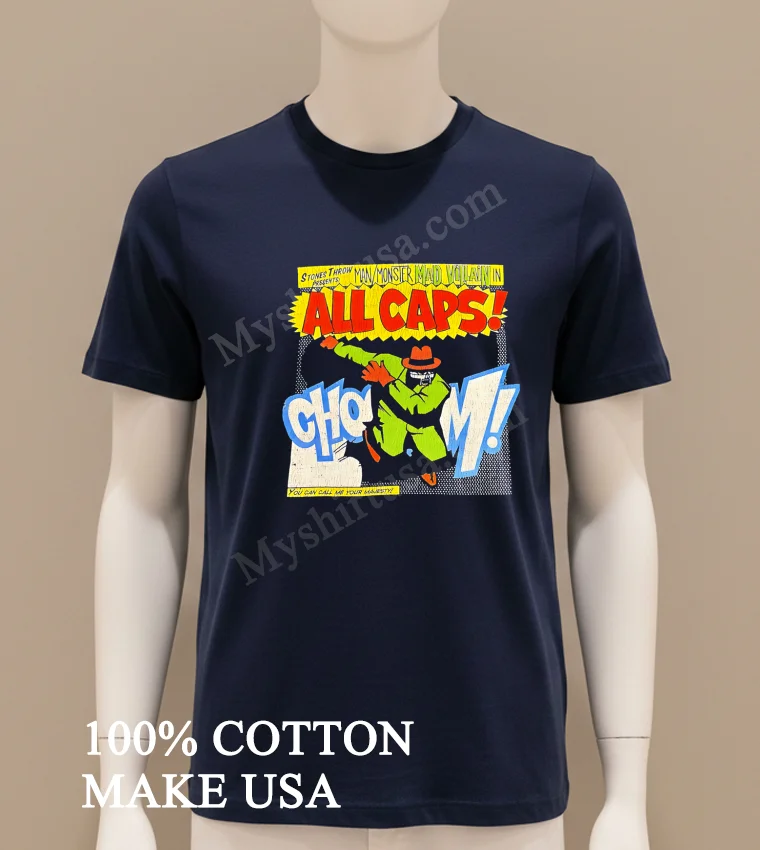 Stones Throw Madvillain All Caps Mf Doom Comic Art funny america t-shirts - navy-shirt Stones Throw Madvillain All Caps Mf Doom Comic Art Shirt Navy Shirt