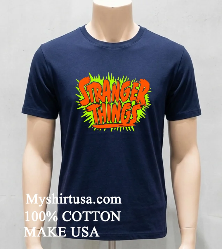 Stranger Things Orange Stylish Shirt Navy Shirt
