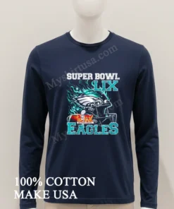 Super Bowl 2025 Lix Champions Helmet On Fire Eagles funny america t-shirts