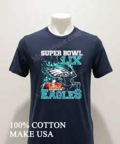Super Bowl 2025 Lix Champions Helmet On Fire Eagles funny america t-shirts
