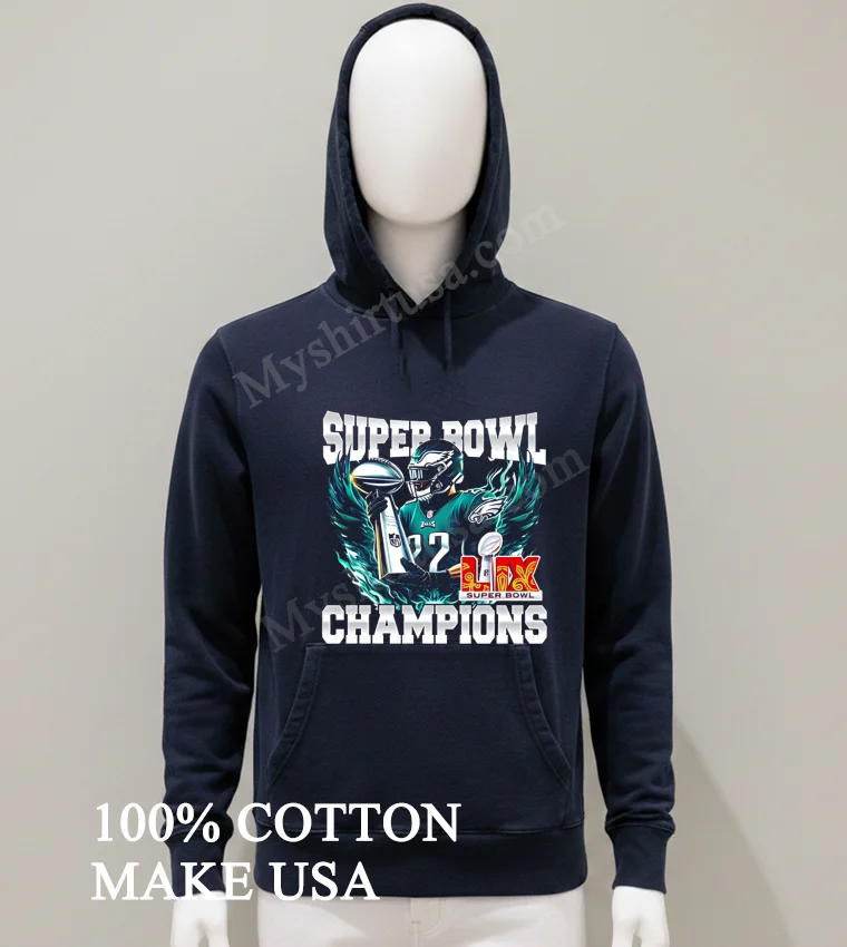 Super Bowl 2025 Lix Champions Number 22 Eagles Shirt Balck Shirt