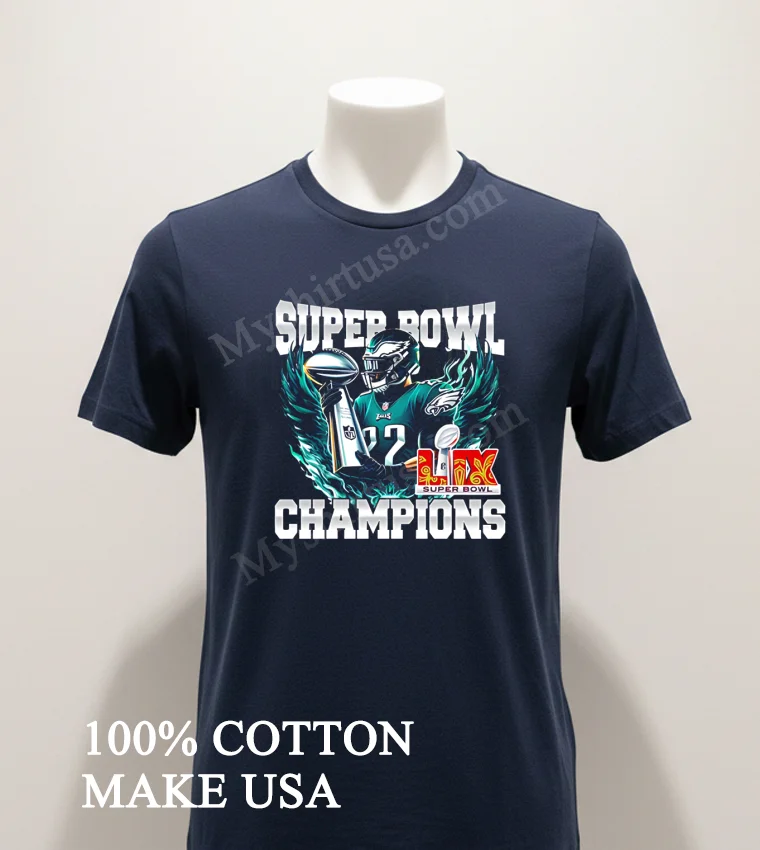 Super Bowl 2025 Lix Champions Number 22 Eagles Shirt Navy Shirt 1