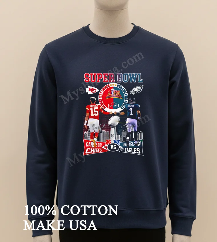 Super Bowl Kansas City Chiefs X Philadelphia Eagles Signature 2025 Shirt Long Sleve Shirt