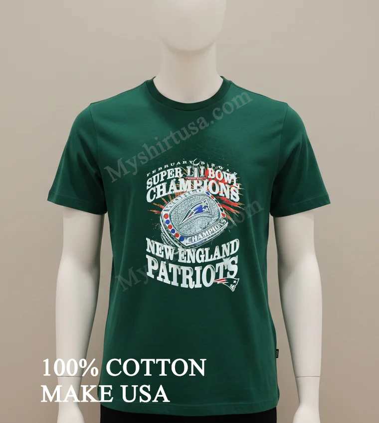 Super Bowl Li Champions 2017 New England Patriots World Champions Ring Shirt Green Shirt