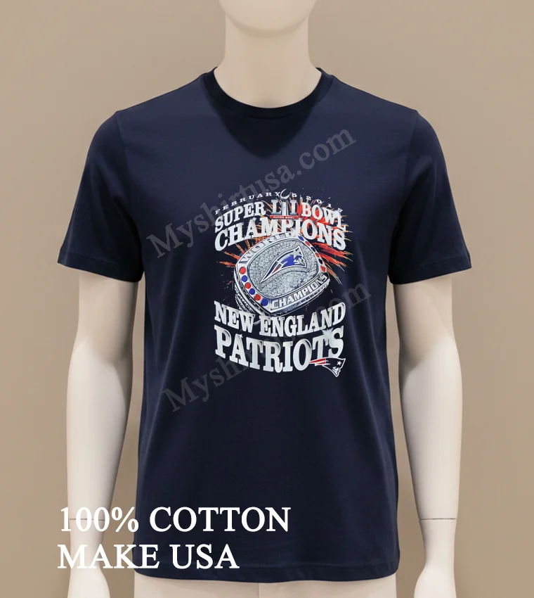 Super Bowl Li Champions 2017 New England Patriots World Champions Ring Shirt Navy Shirt