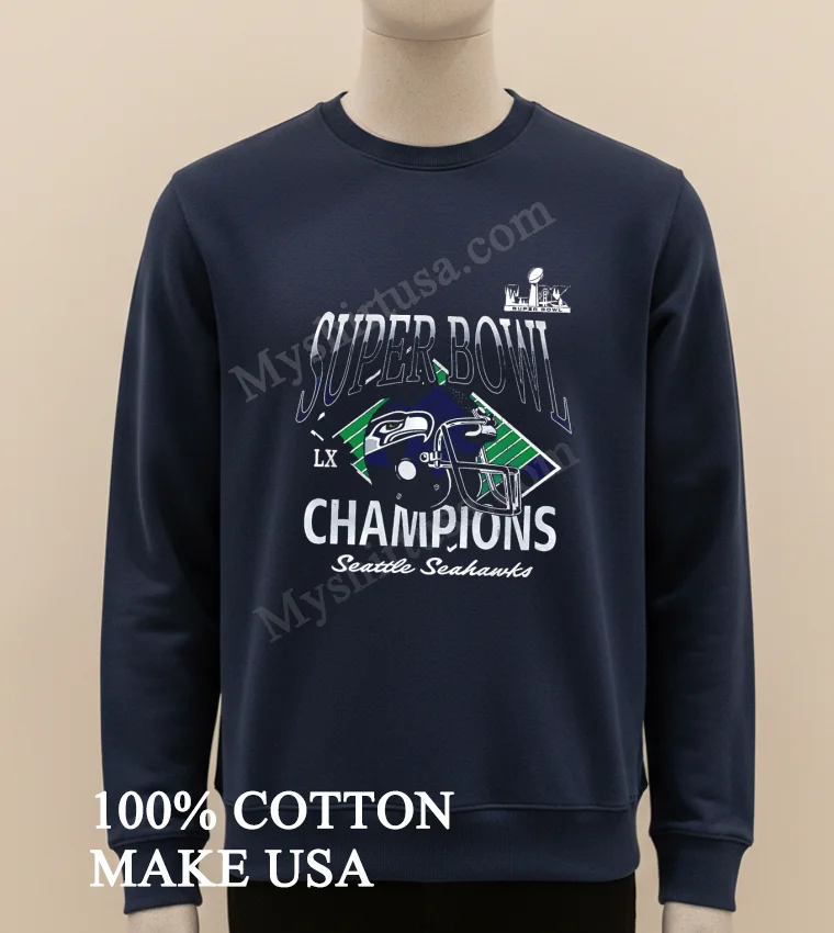 Super Bowl Lx Champions Seattle Seahawks Helmet Shirt Long Sleve Shirt