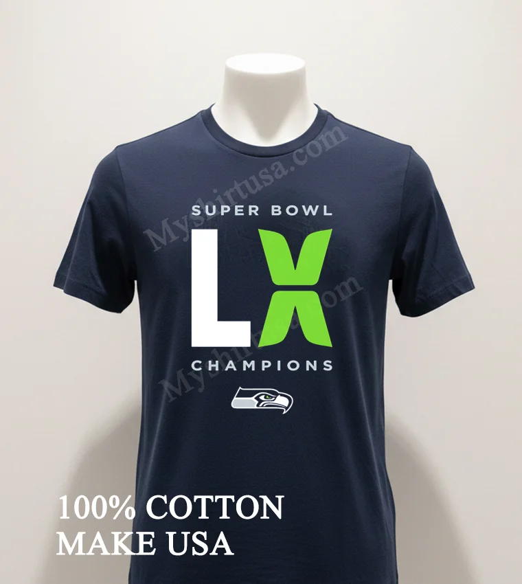 Super Bowl Lx Champions Seattle Seahawks Logo Football Sports Shirt Navy Shirt 1