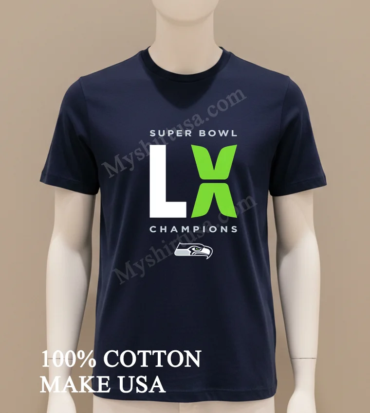 Super Bowl Lx Champions Seattle Seahawks Logo Football Sports Shirt Navy Shirt