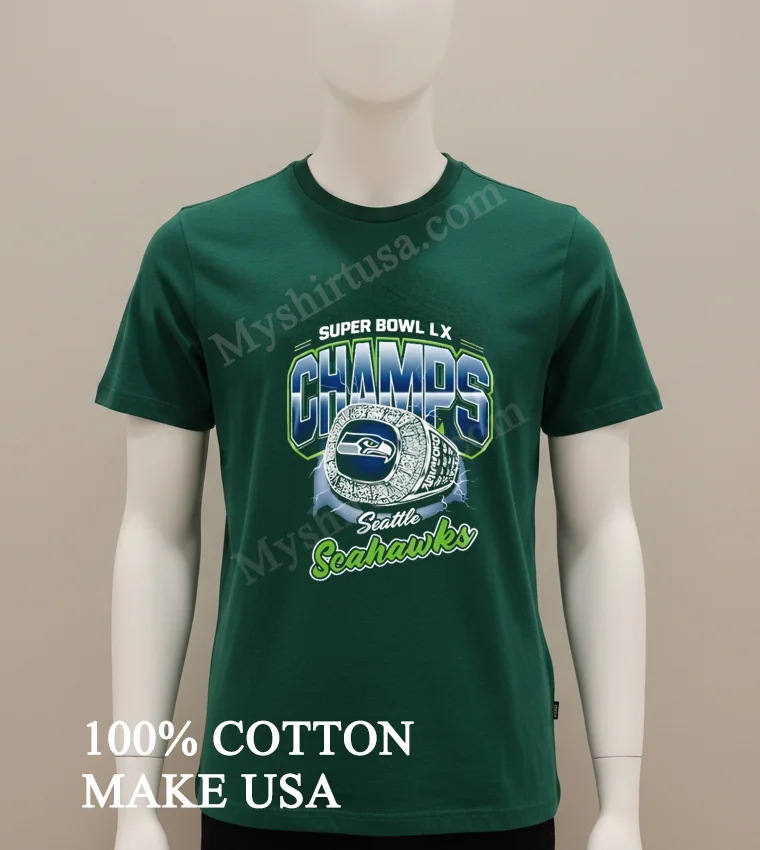 Super Bowl Lx Champs Seattle Seahawks Championship Ring Lightning Graphic Shirt Green Shirt
