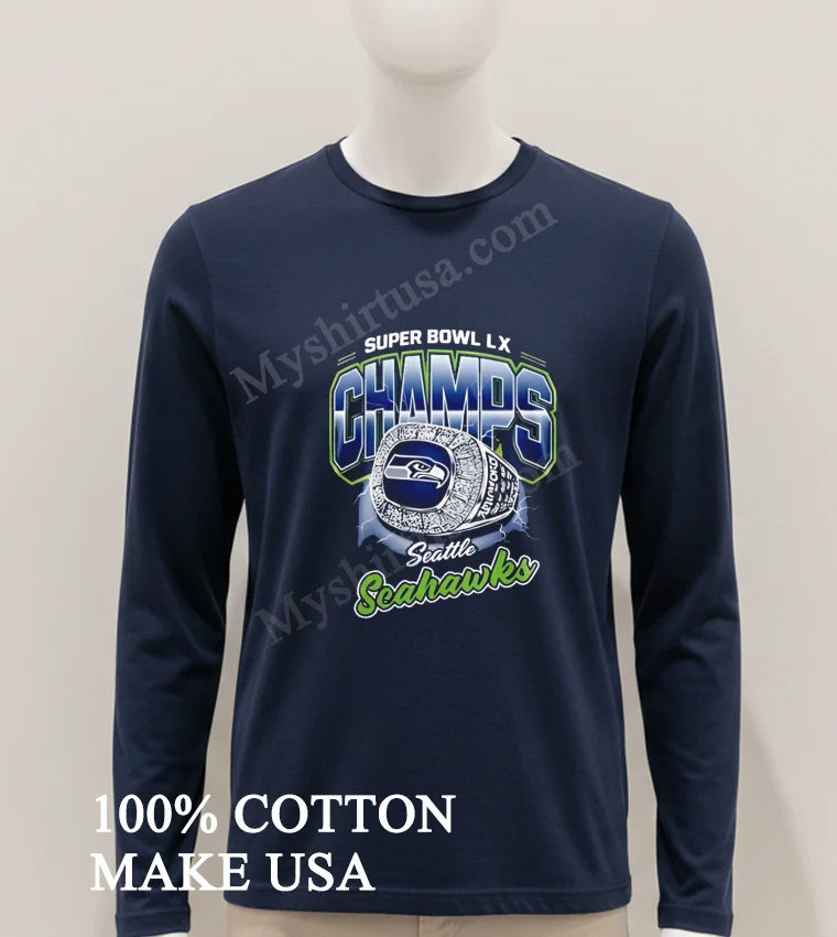 Super Bowl Lx Champs Seattle Seahawks Championship Ring Lightning Graphic funny america t-shirts - hoodie-shirt Super Bowl Lx Champs Seattle Seahawks Championship Ring Lightning Graphic Shirt Hoodie Shirt 1