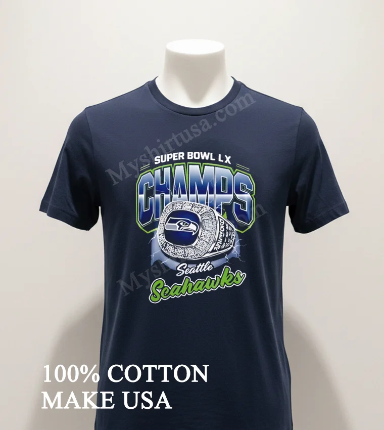 Super Bowl Lx Champs Seattle Seahawks Championship Ring Lightning Graphic funny america t-shirts - navy-shirt Super Bowl Lx Champs Seattle Seahawks Championship Ring Lightning Graphic Shirt Navy Shirt 1