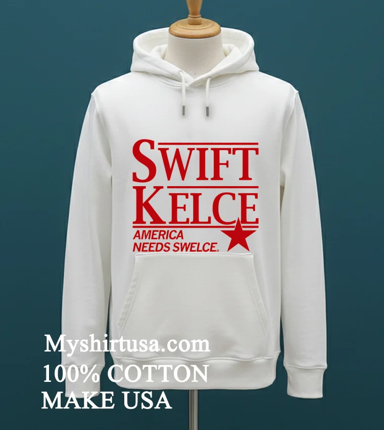 Swift Kelce America Needs Swelce Red Letter Shirt - white-t-shirt Swift Kelce America Needs Swelce Red Letter Shirt White T Shirt